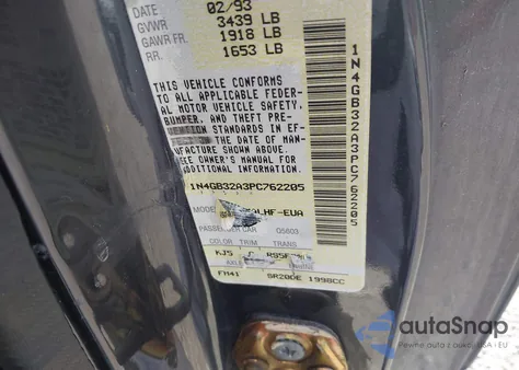 1993 Nissan Sentra Se-R from USA, damaged, VIN 1N4GB32A3PC762205